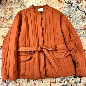 Universal Thread Rust Quilted Jacket with Belt